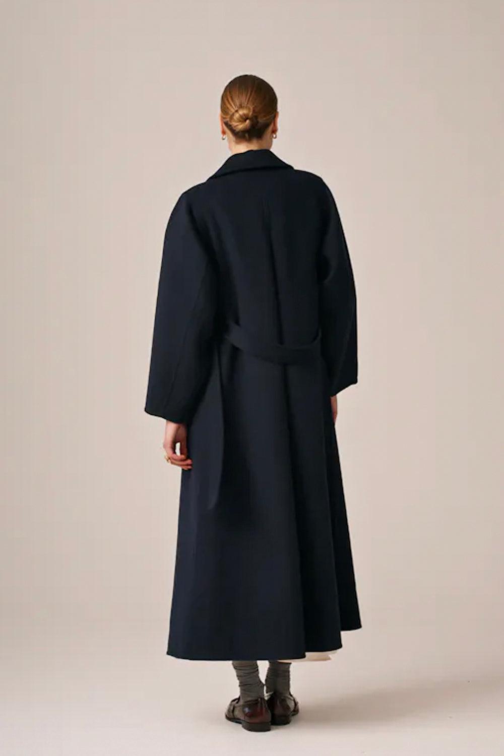 Tailored Beltet Coat Navy