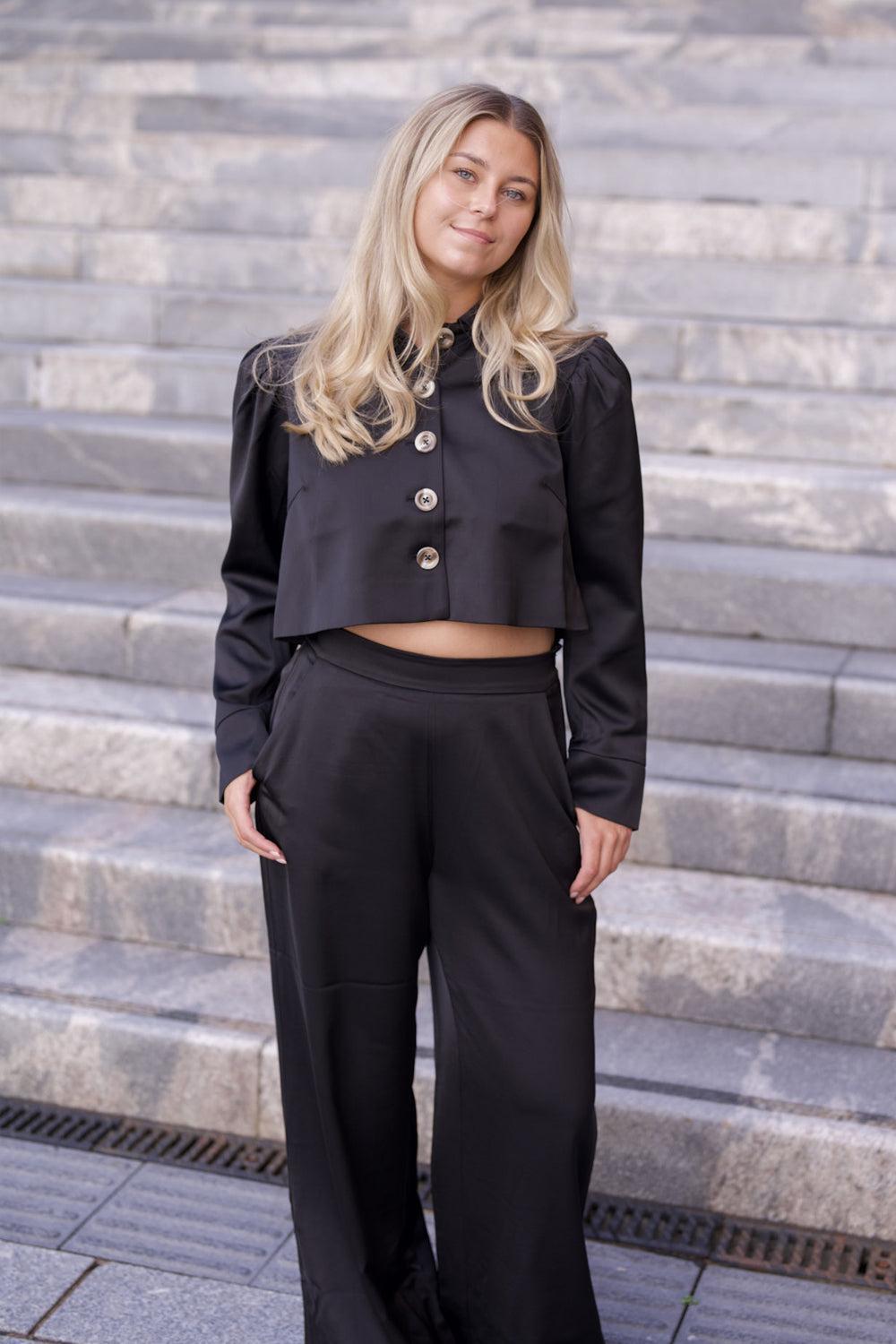 Tailored Satin Cropped Jacket