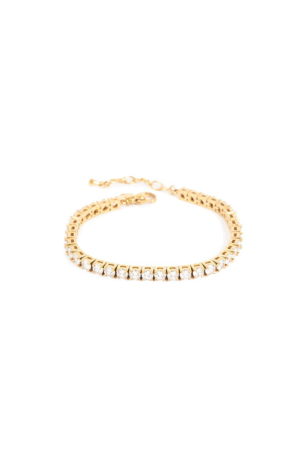 Tennis Bracelet Big Crystal Gold