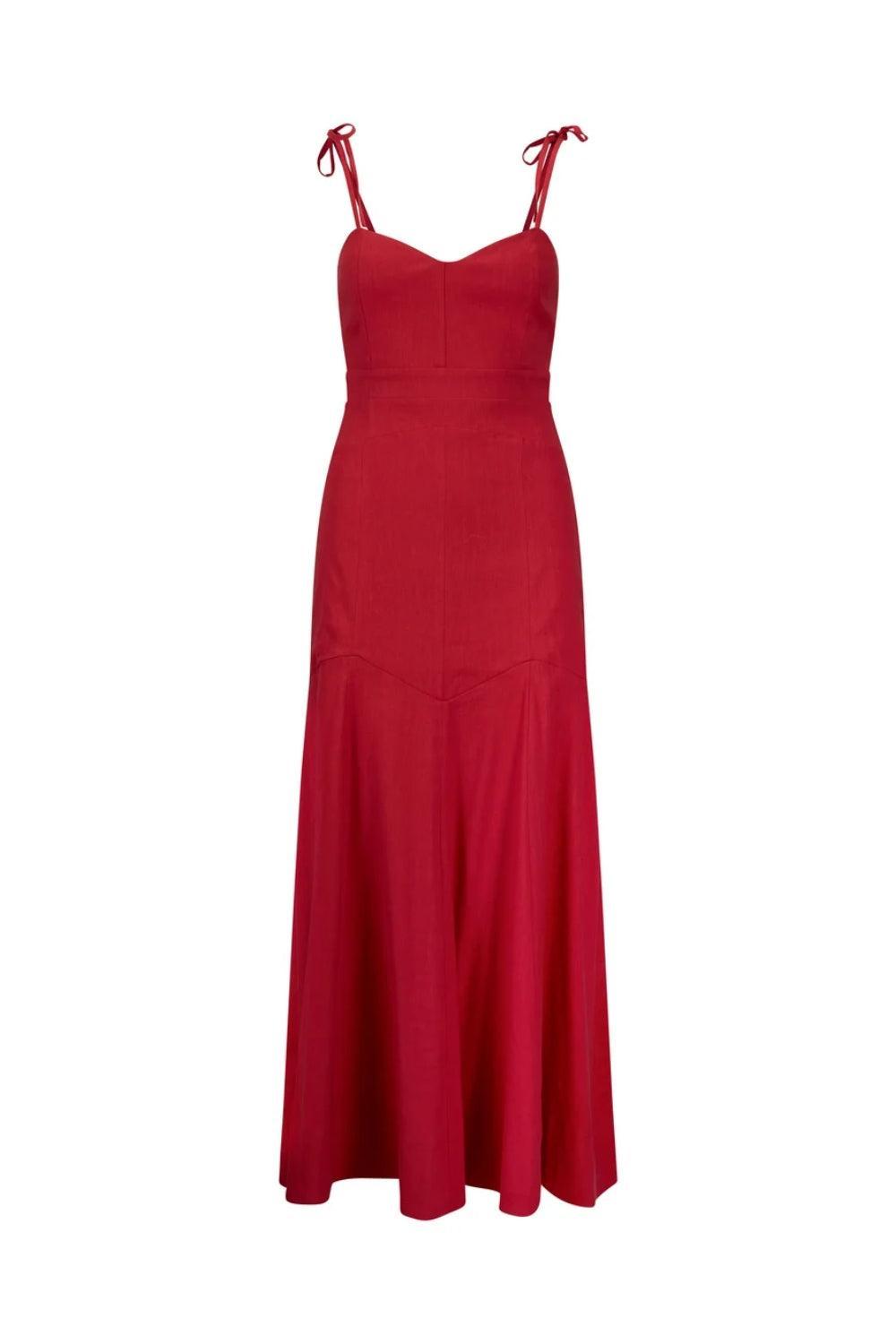 Tessa Stretch Linen Dress Red