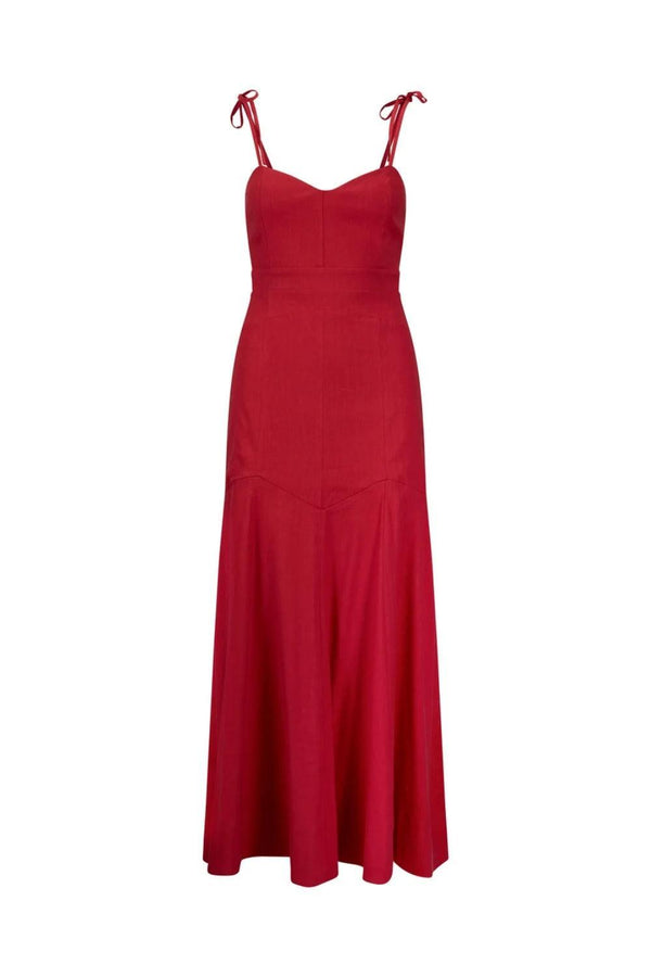 Tessa Stretch Linen Dress Red