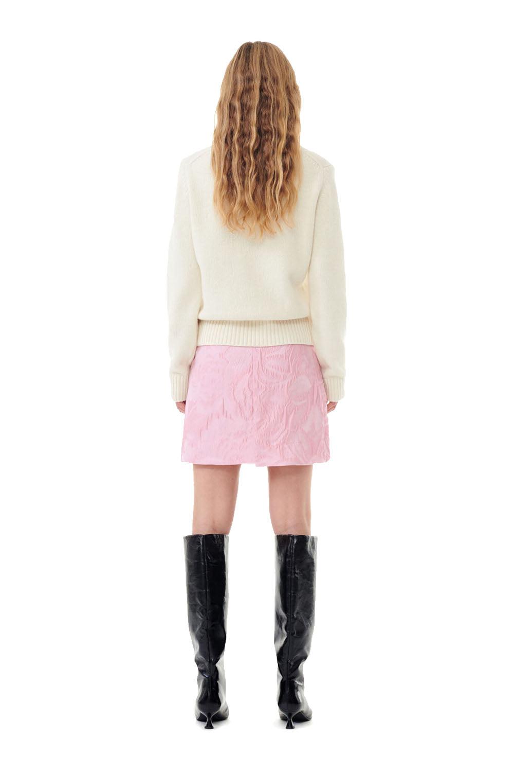 Textured Cloqué Mini Skirt Pink