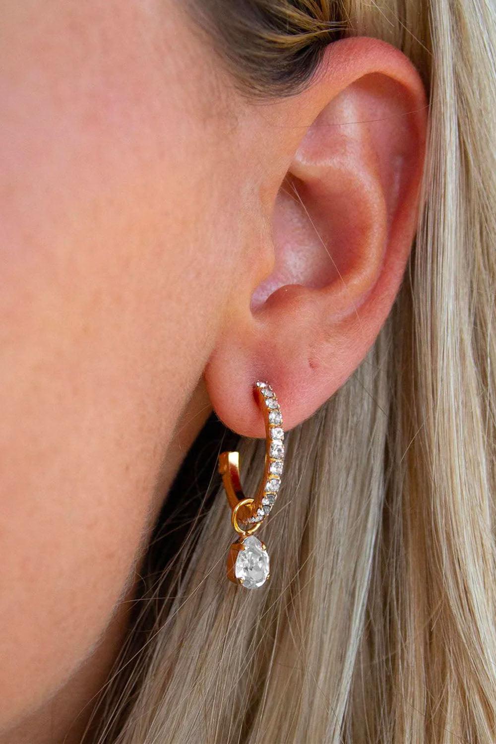 Tracy Loop Earrings Gold Crystal