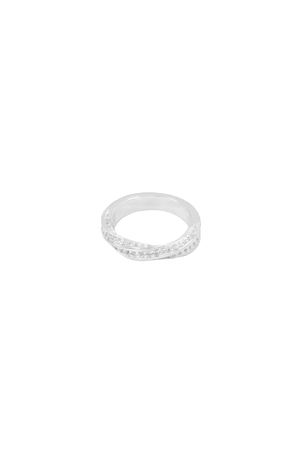 Twisted diamond ring silver