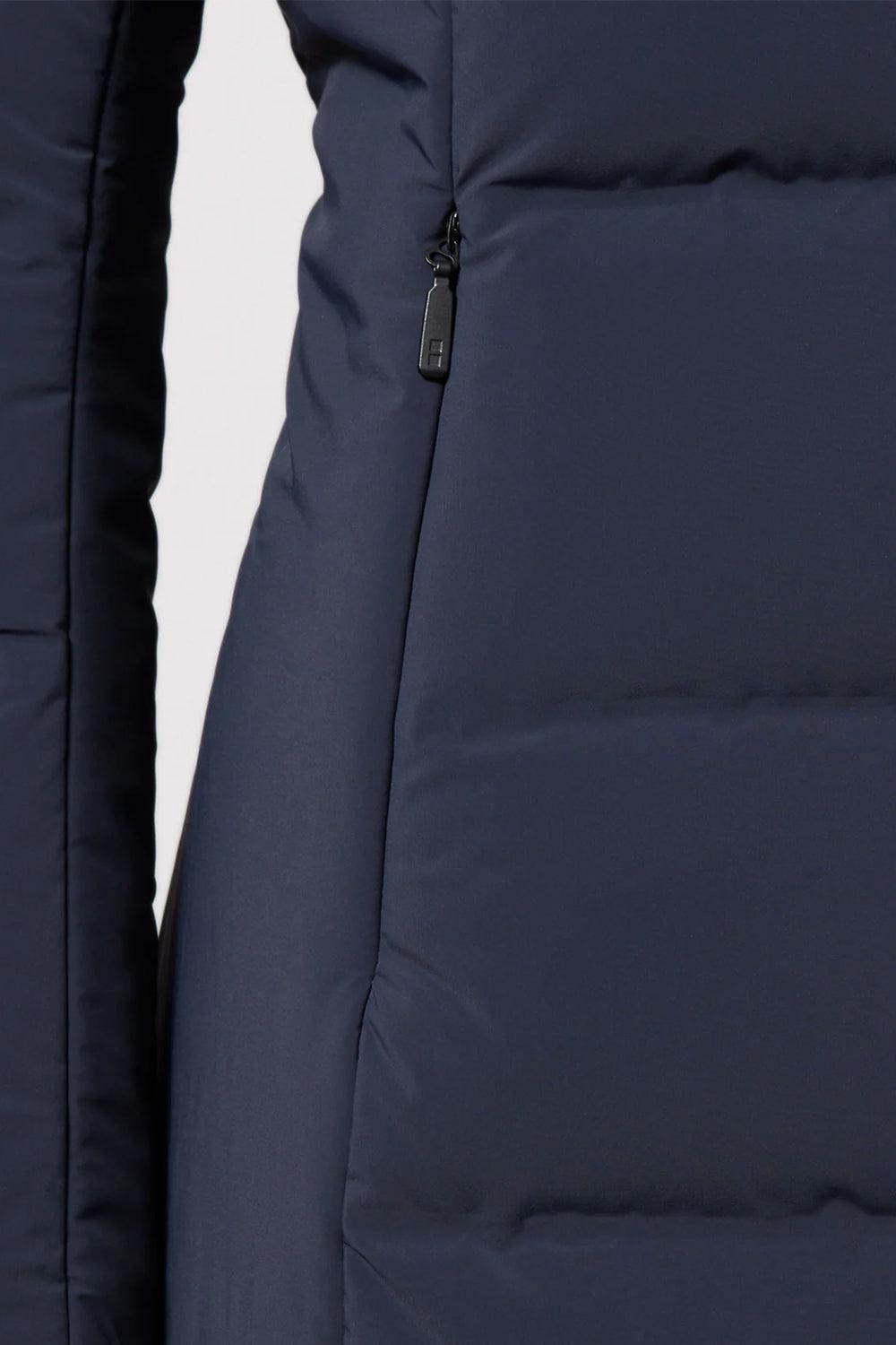 W Enigma Parka navy down collar