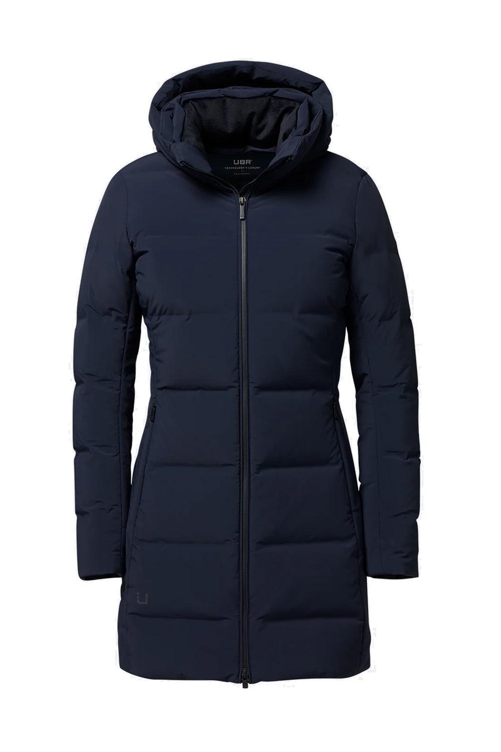W Enigma Parka navy down collar