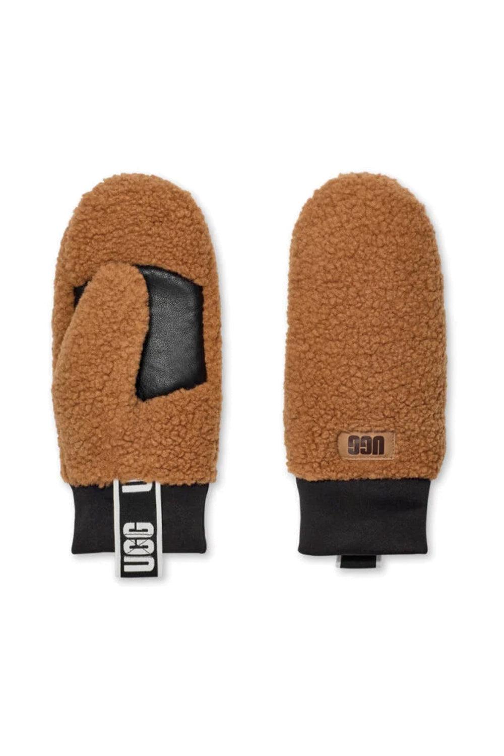 W Sherpa Mitten fluff Logo Tape Caramel