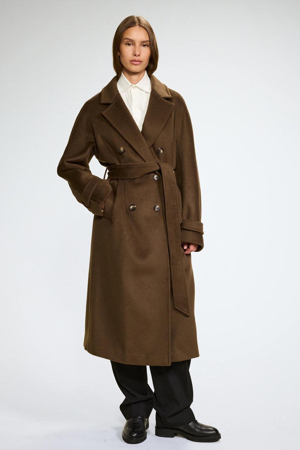 WMN Double Breasted Coat Brown