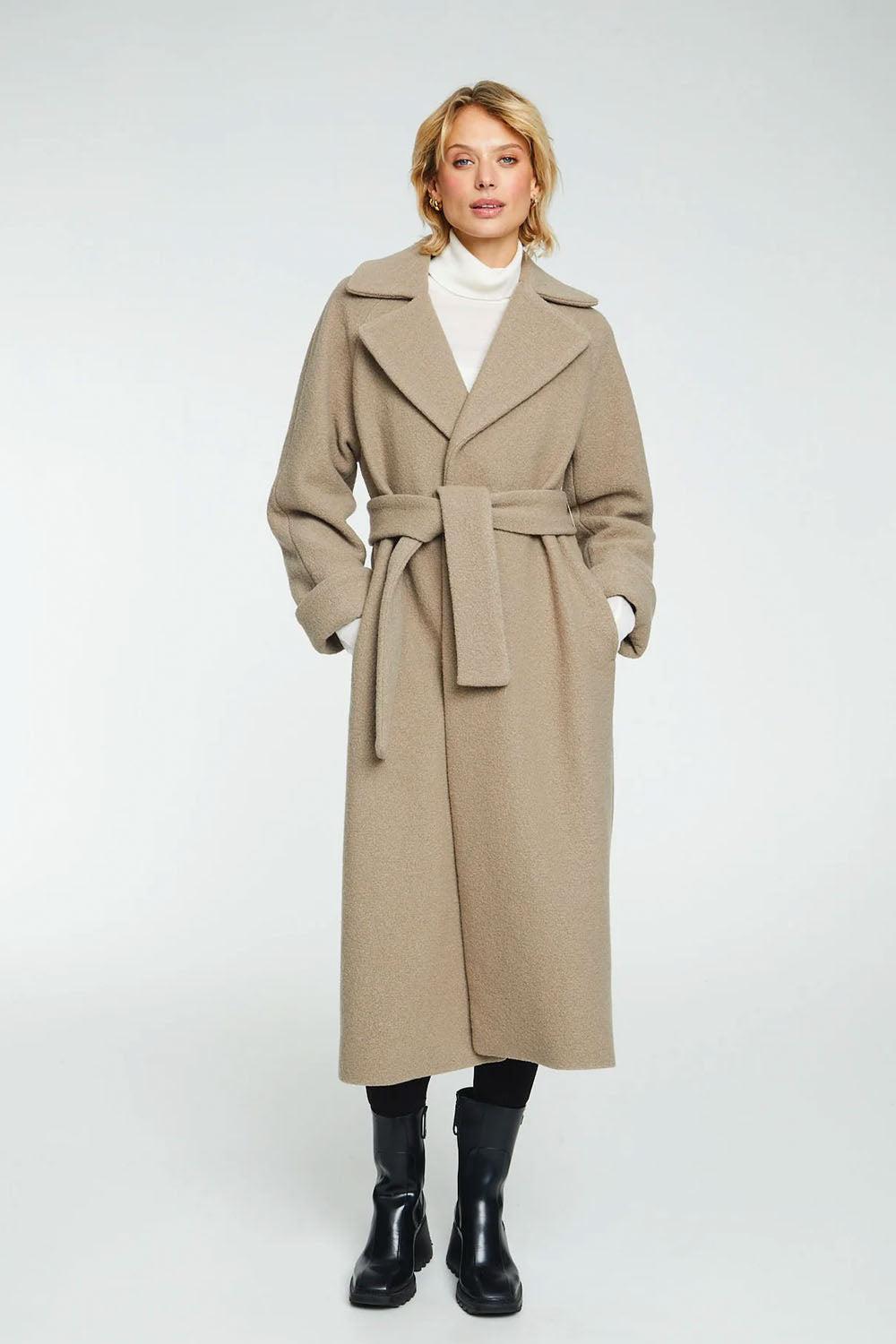 WMN Wool coat long Taupe