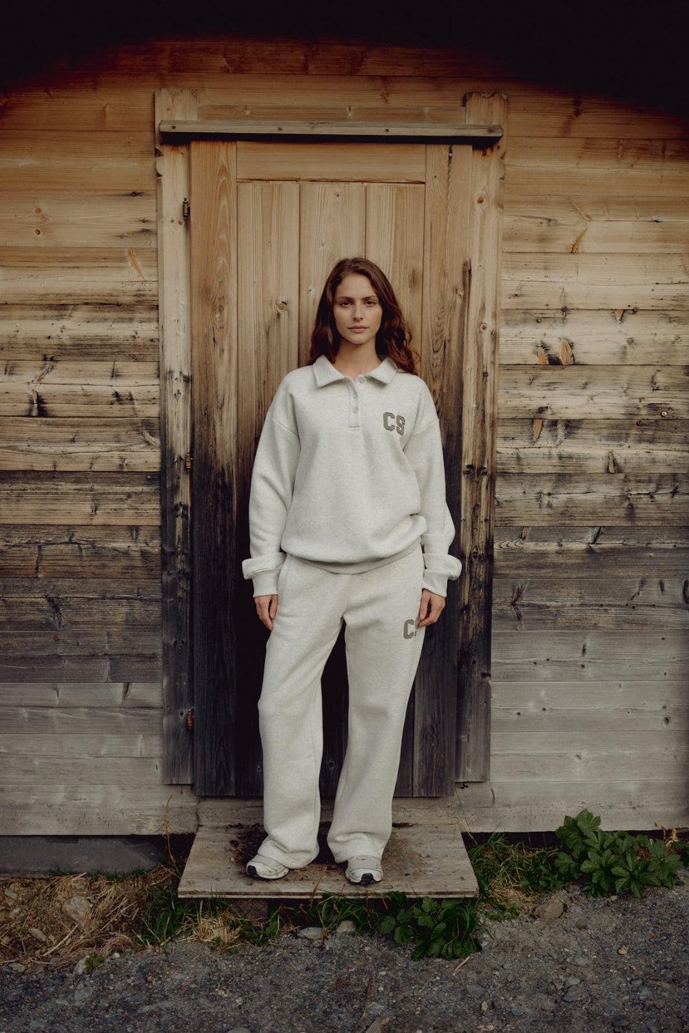 W. CS SL Sweatpants Grey Melange w. Khaki