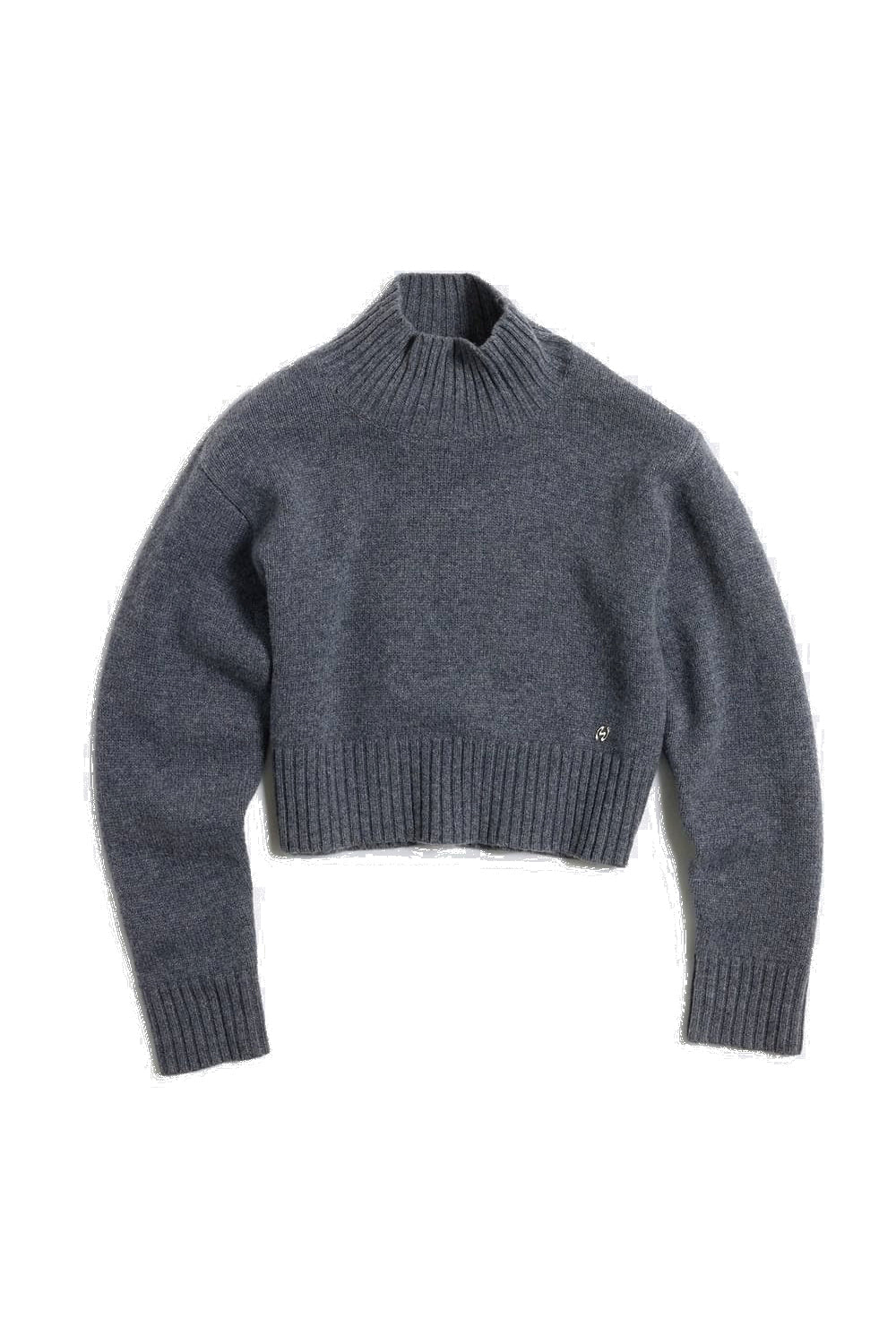 W. Wool Cropped Turtleneck Blue