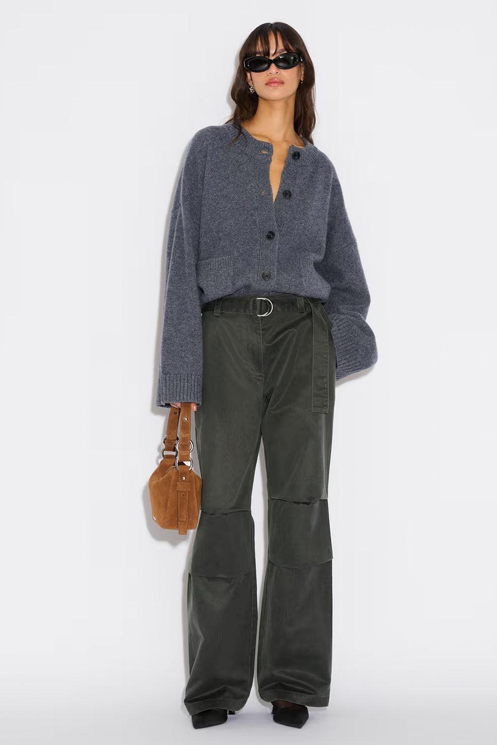 W. Wool Wide Cardigan Blue