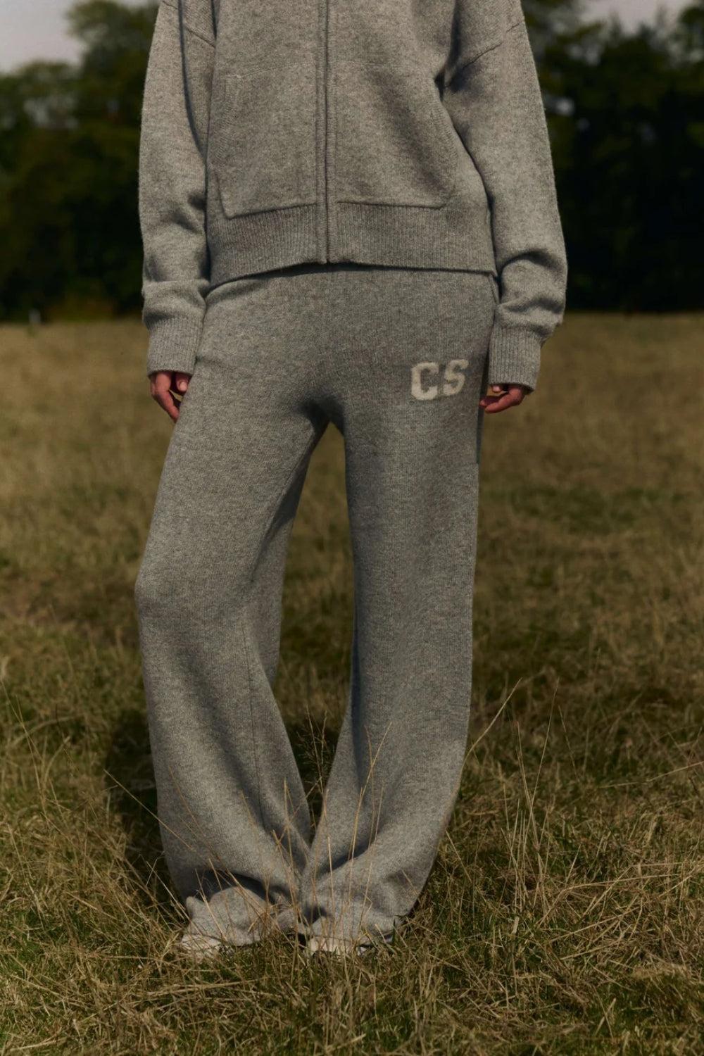 W. Woolknit Straight Leg Pants Dark Grey Melange