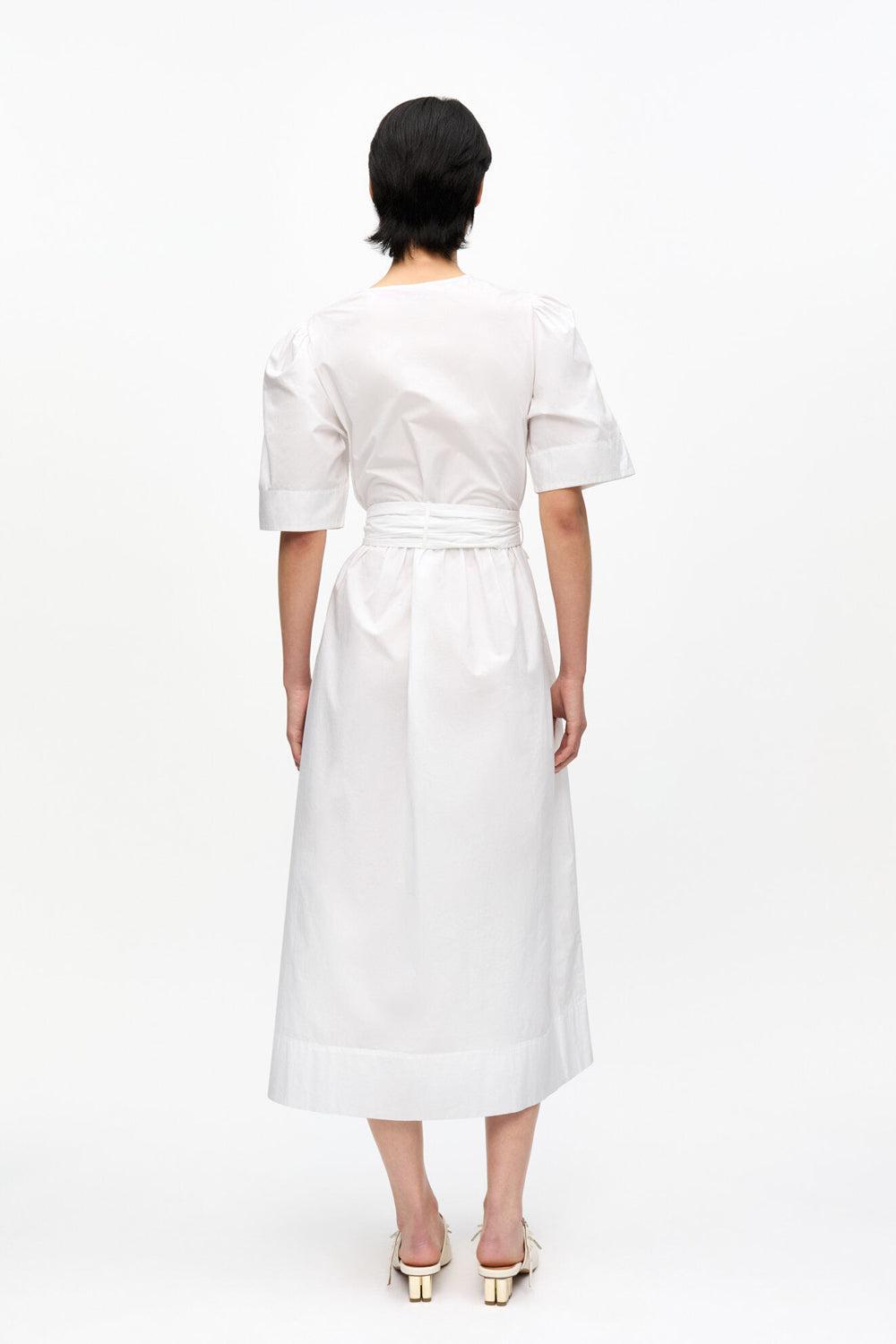 Washed Stretch Cotton Tie Strap midi dress