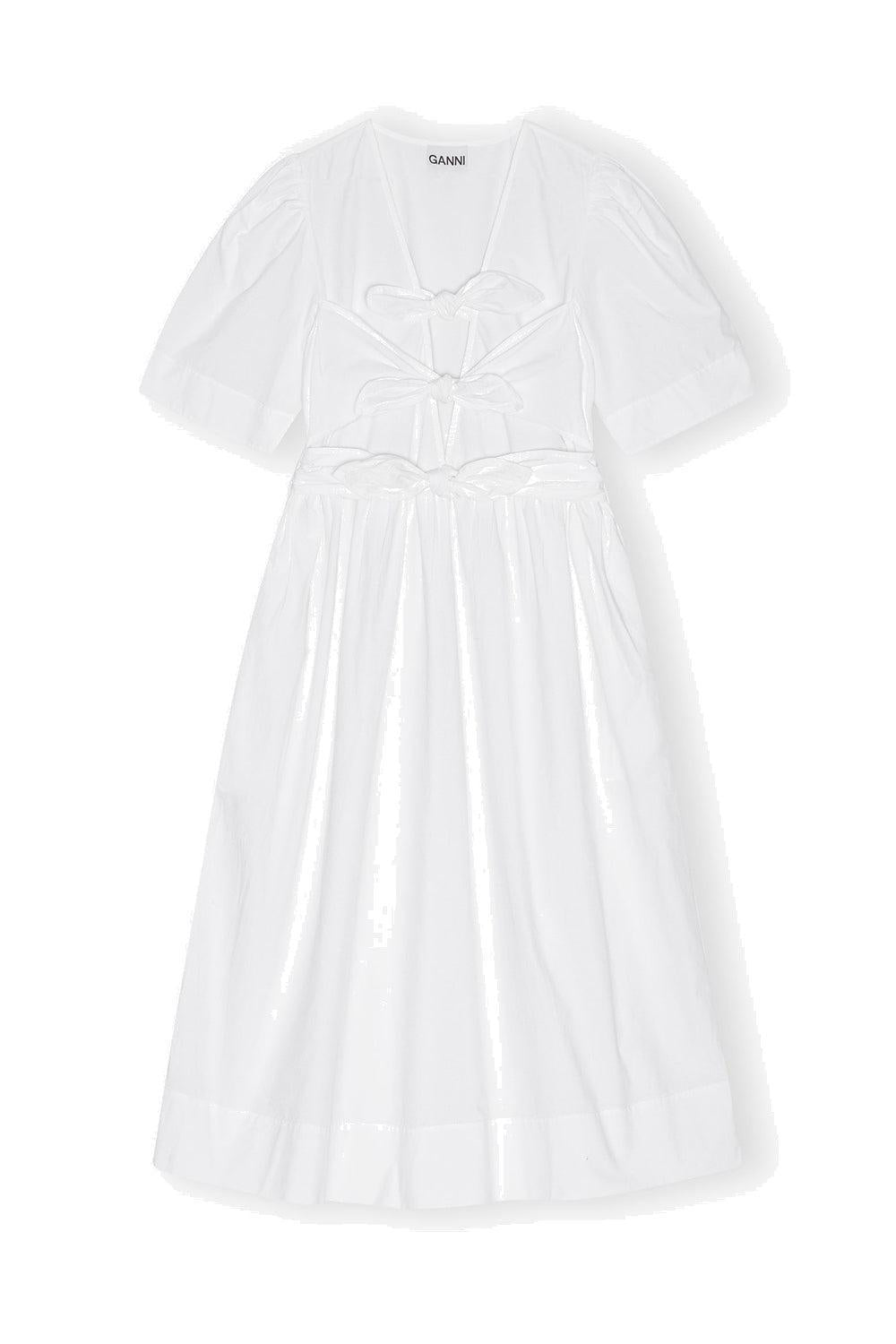 Washed Stretch Cotton Tie Strap midi dress