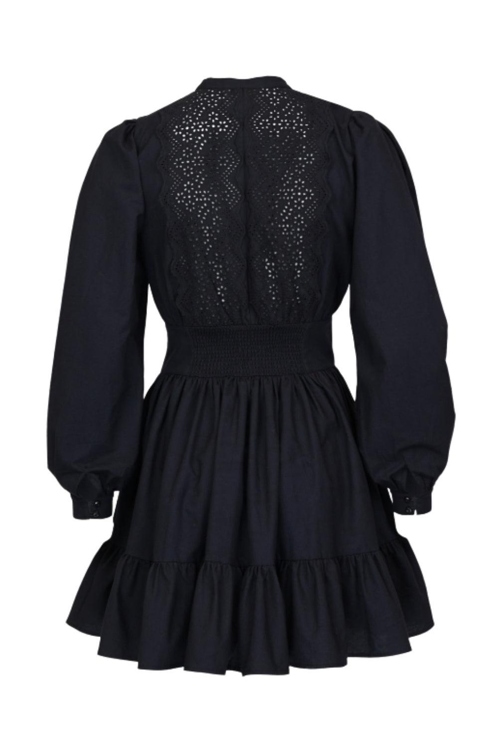Winter Cotton Mini Dress Black