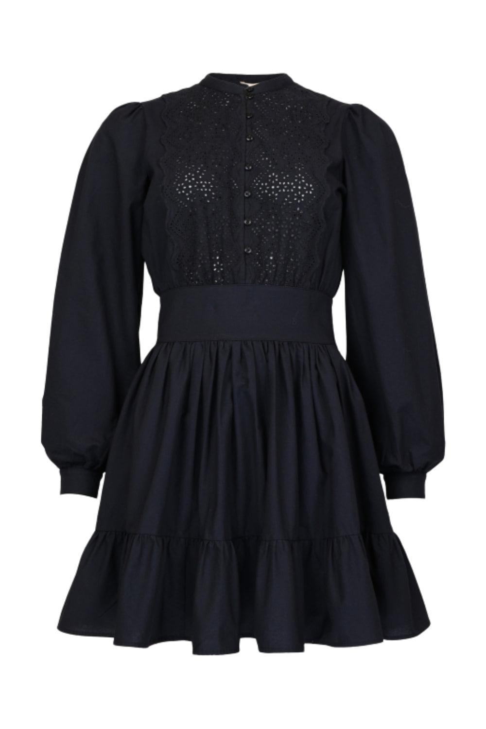 Winter Cotton Mini Dress Black