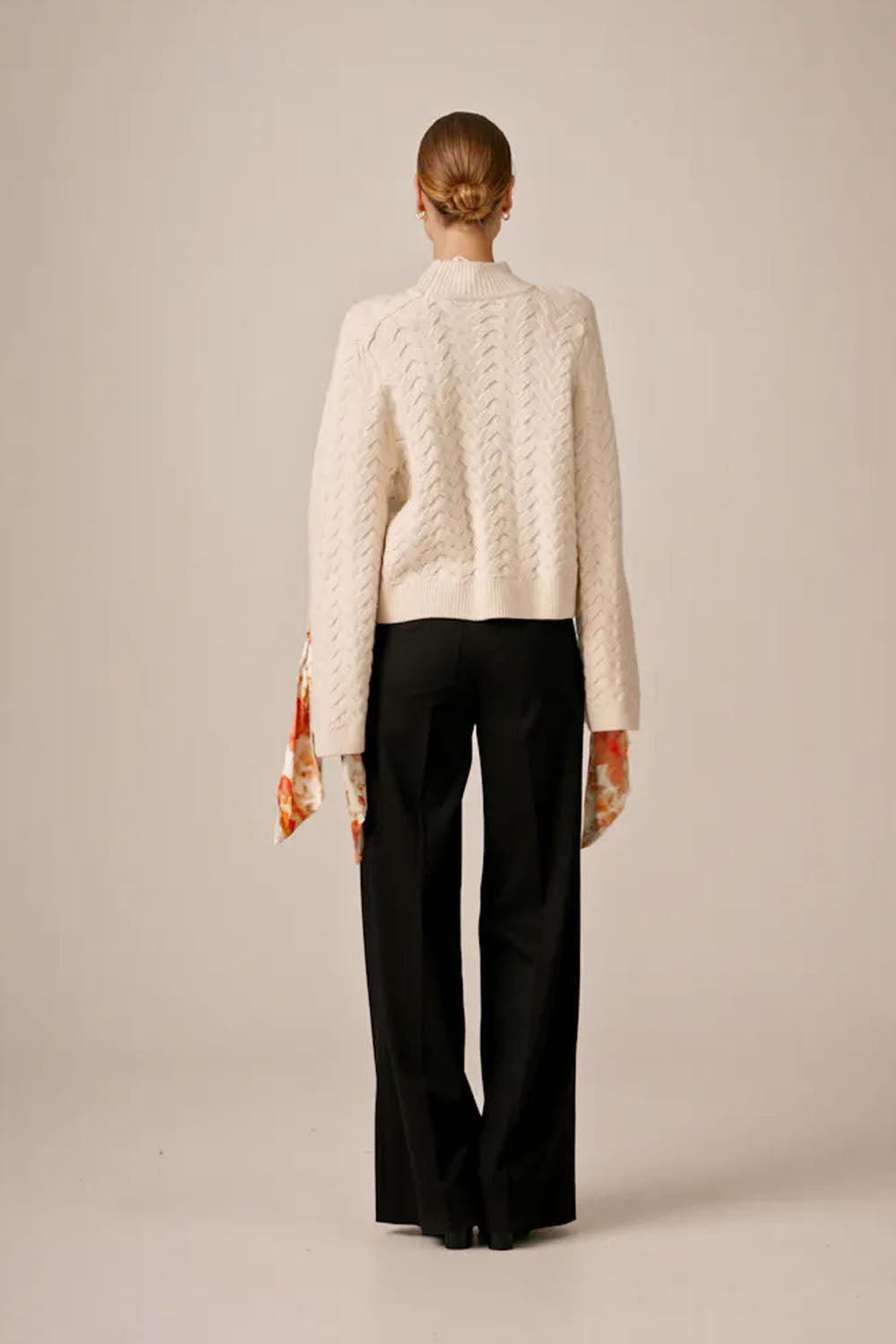 Wool Satin Turtleneck Off White