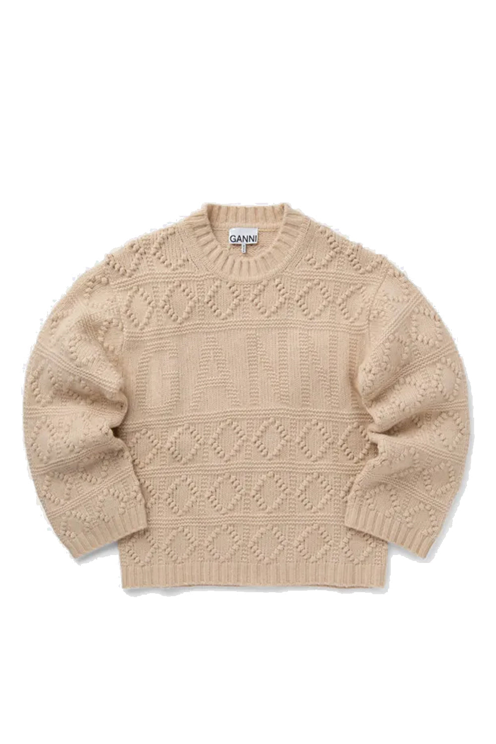 Wool cotton buble o-neck beige