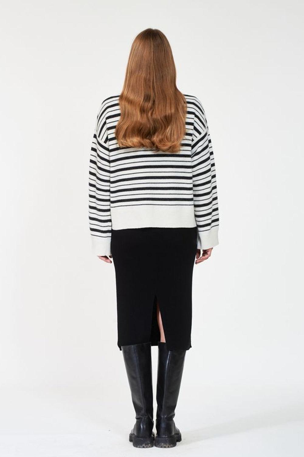 Zely Stripe Sweater offwhite/charcoal
