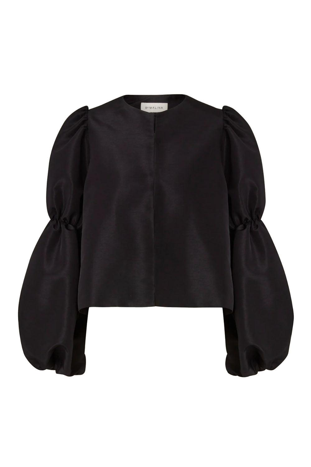 Zoey Double Pouf Sleeve Blouse Black