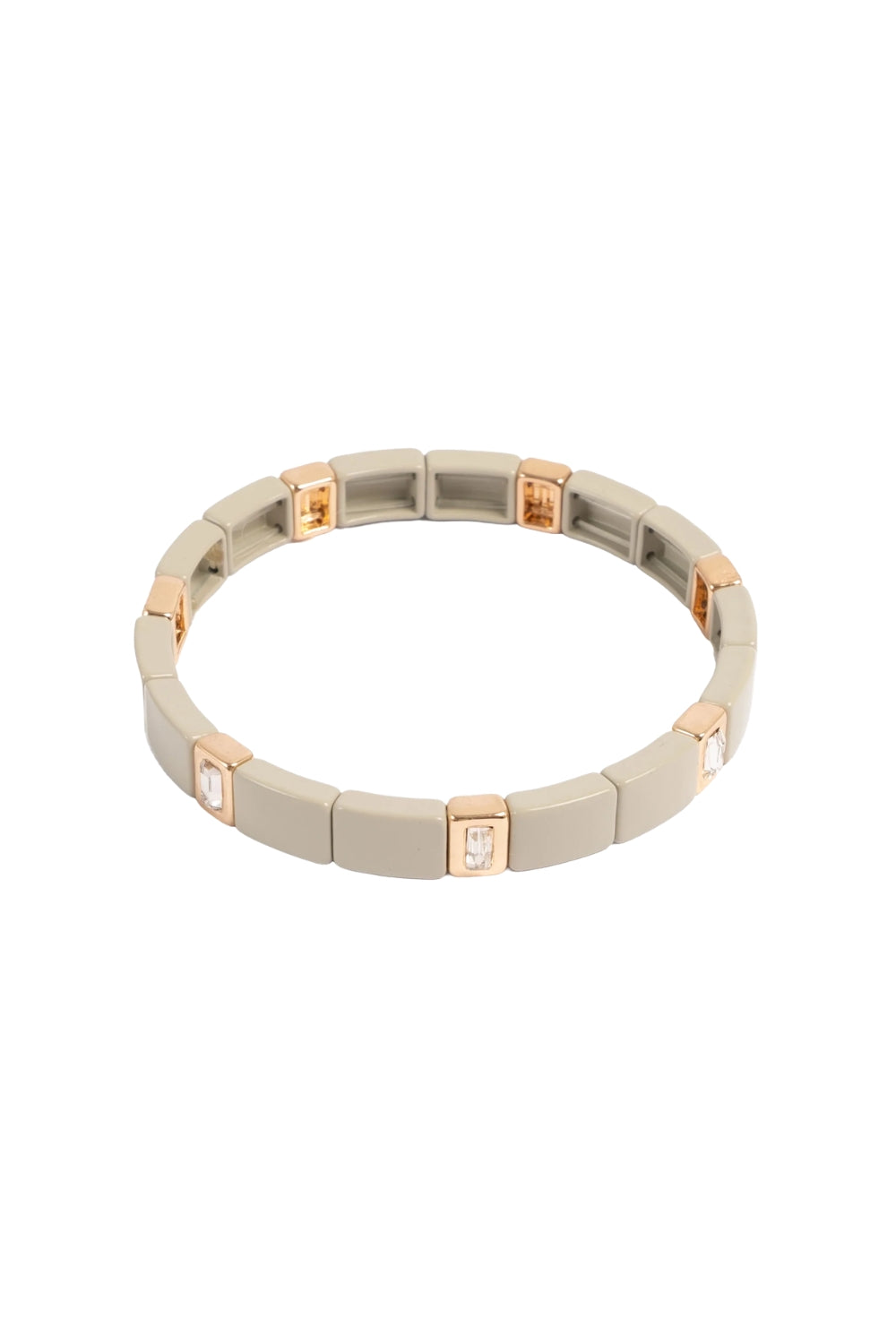 Enamel Tile Khaki Crystal Bracelet