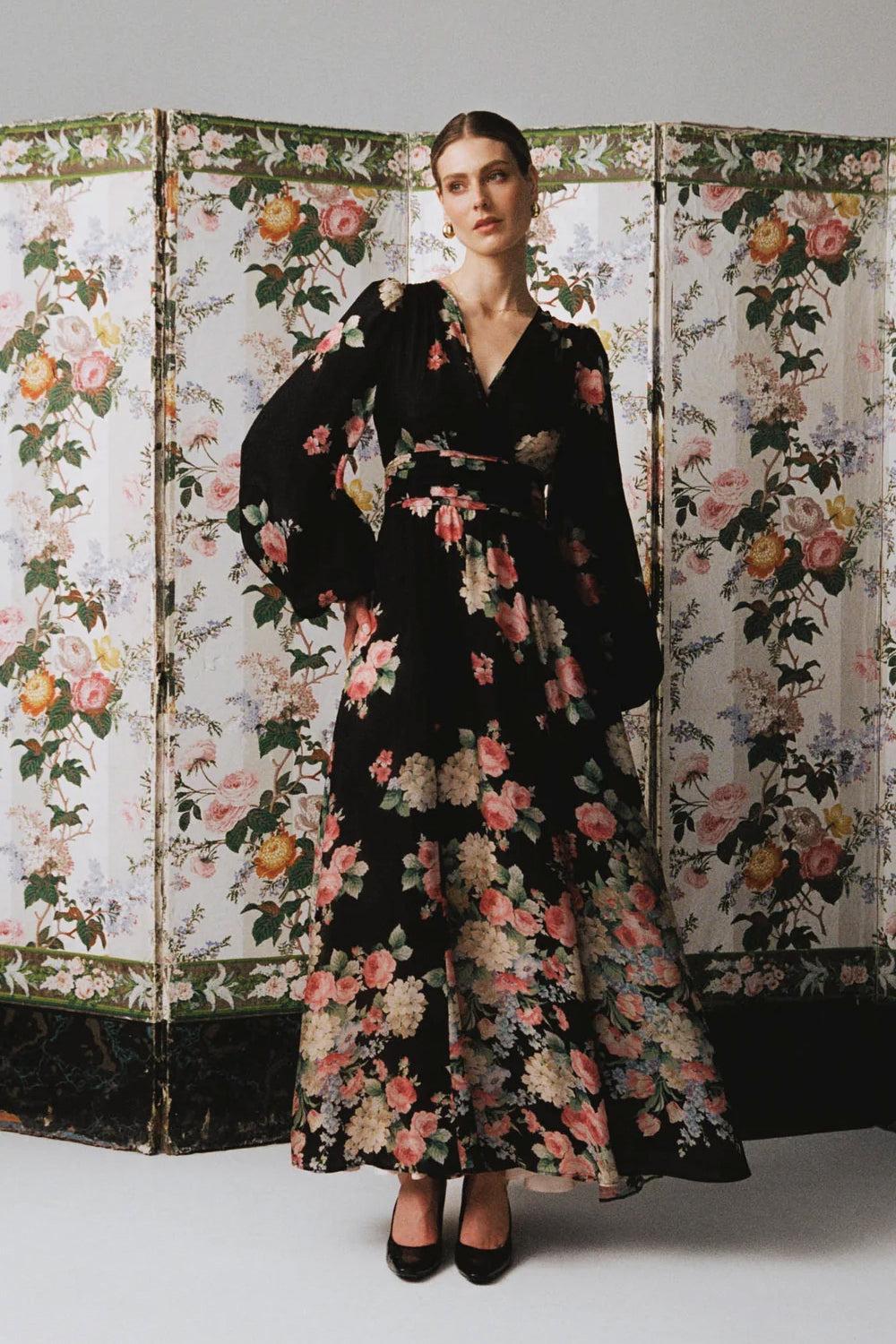 Cupro Rouching Gown Flower Market