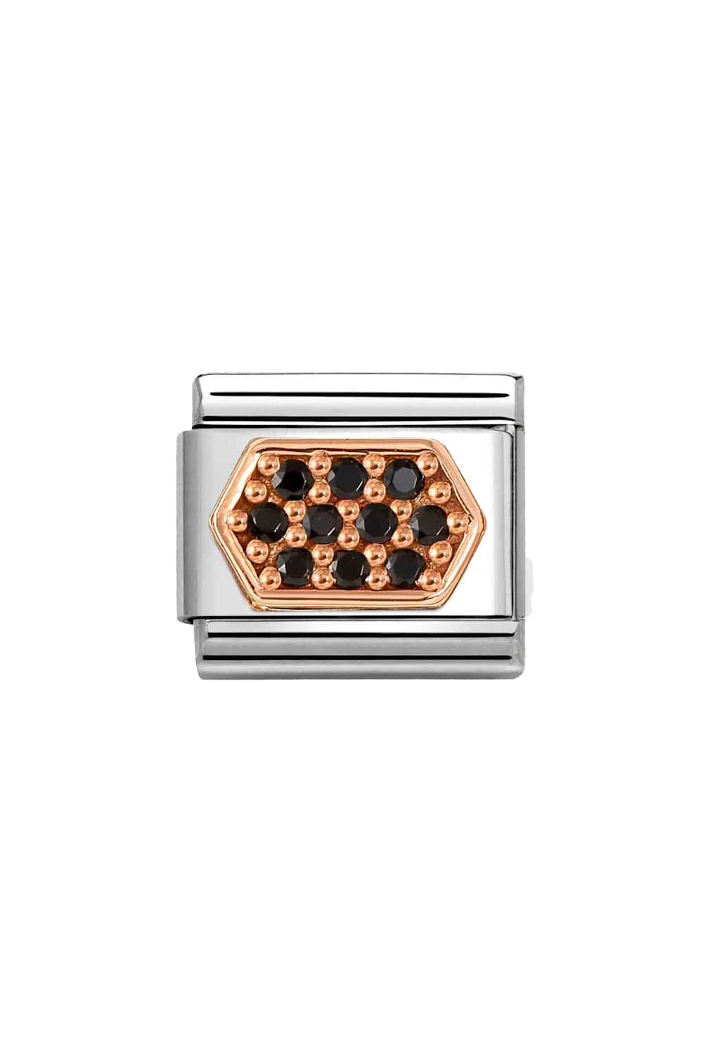 PAVE Various Steel, Zircon & 9K Rose Gold  Black Hexagon