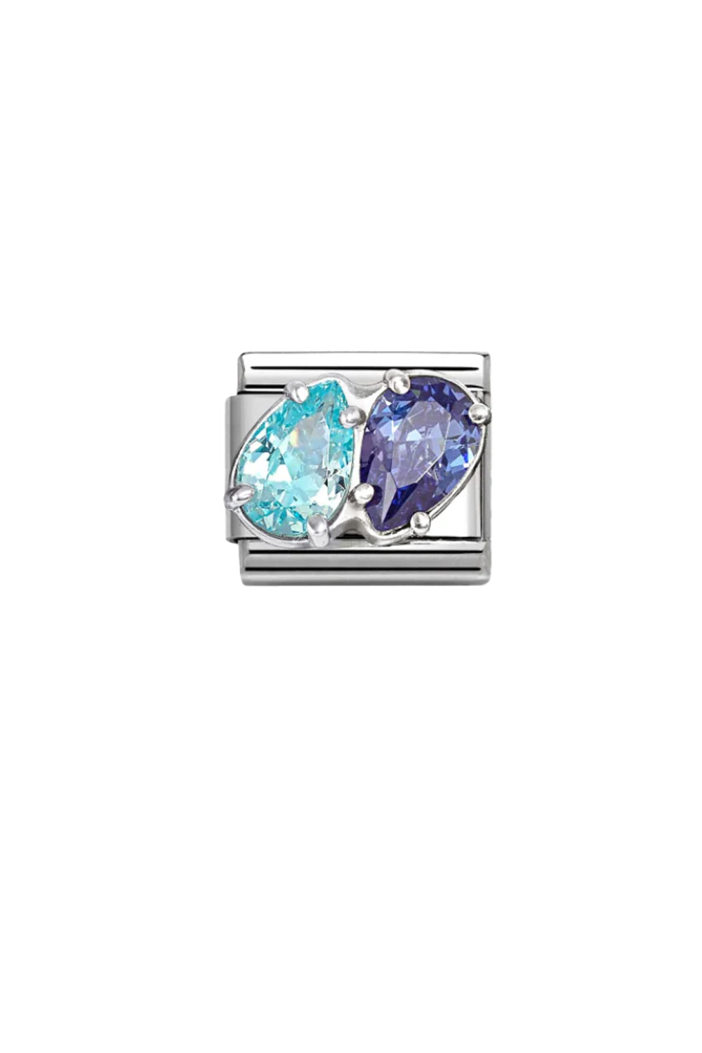 Classic cz & 925 Sterling Silver Light Blue- Blue Double Drops