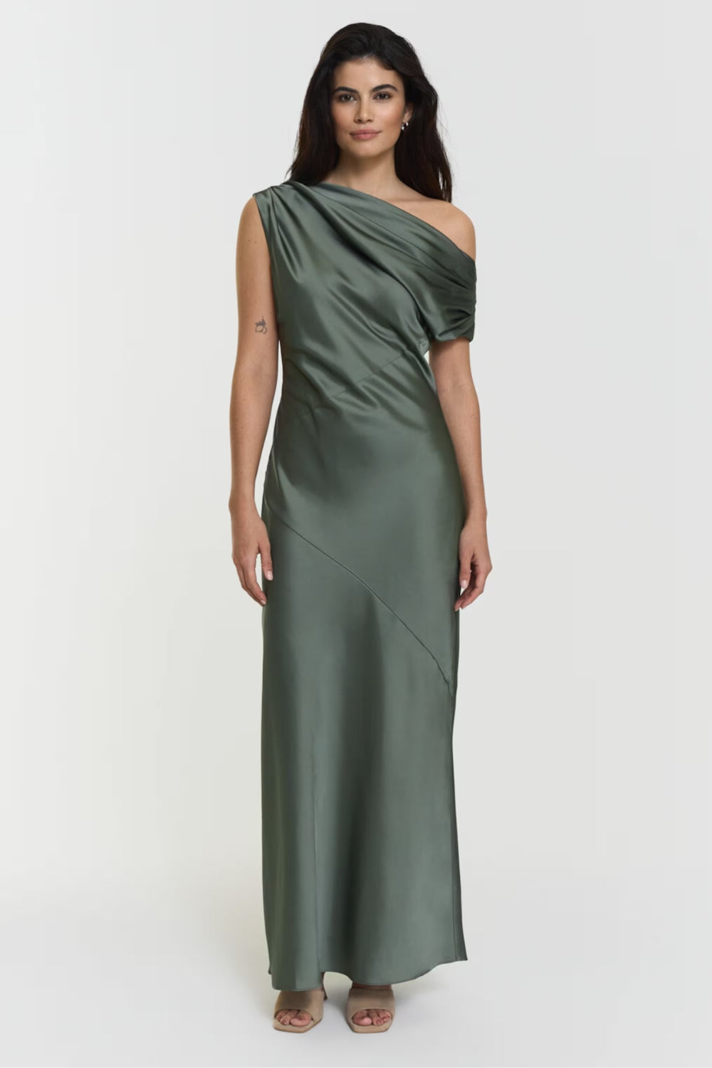 Vanessa Satin Dress Agave Green