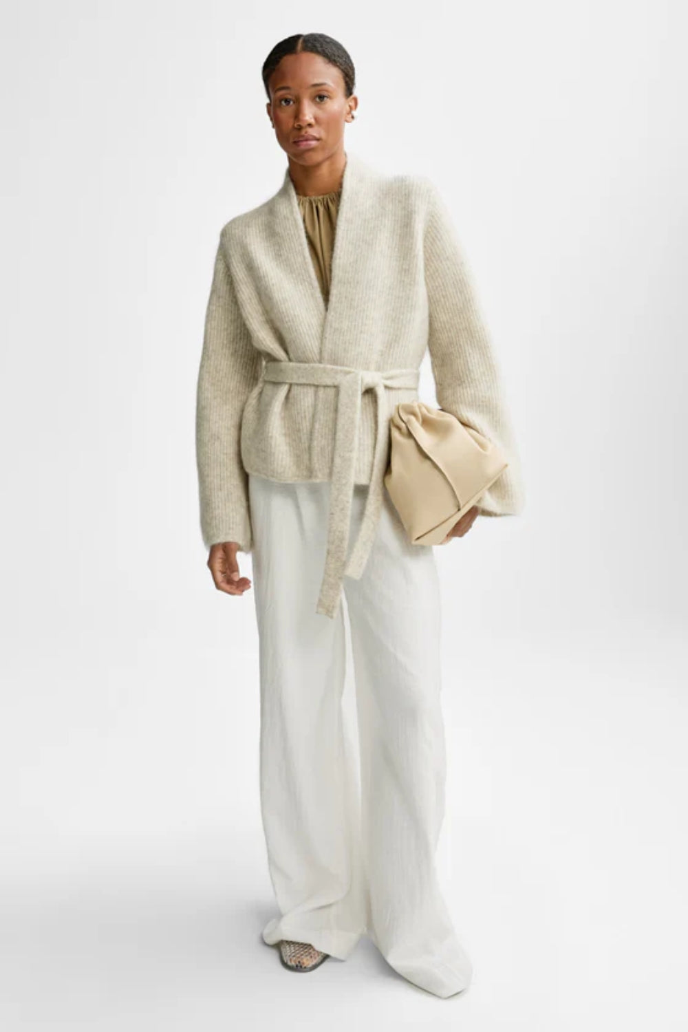 Lila Mohair Cardigan Wheat