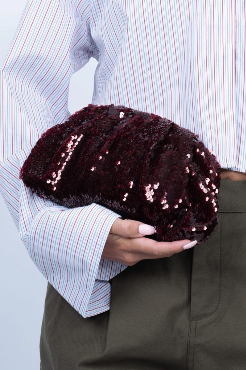 Sequin Clutch Bag Burgundy