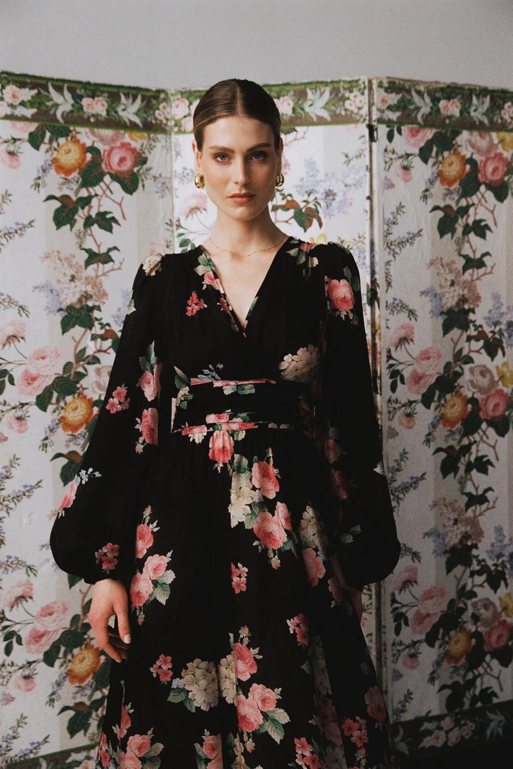 Cupro Rouching Gown Flower Market