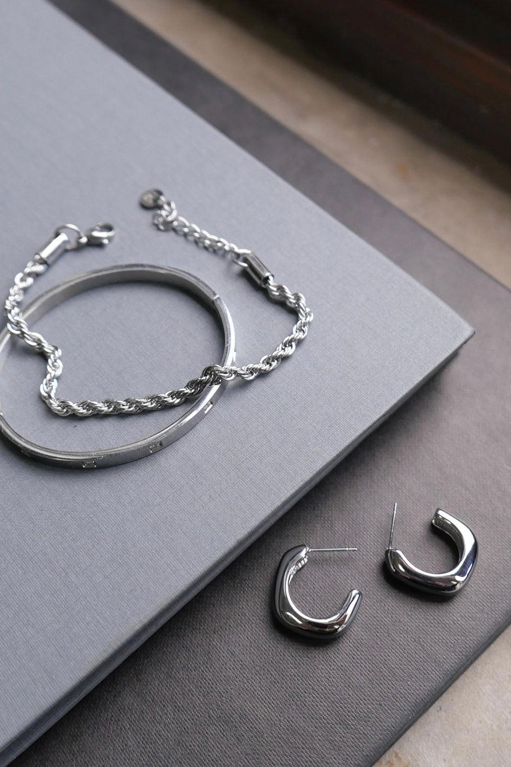 bubly Square creol Hoops Silver