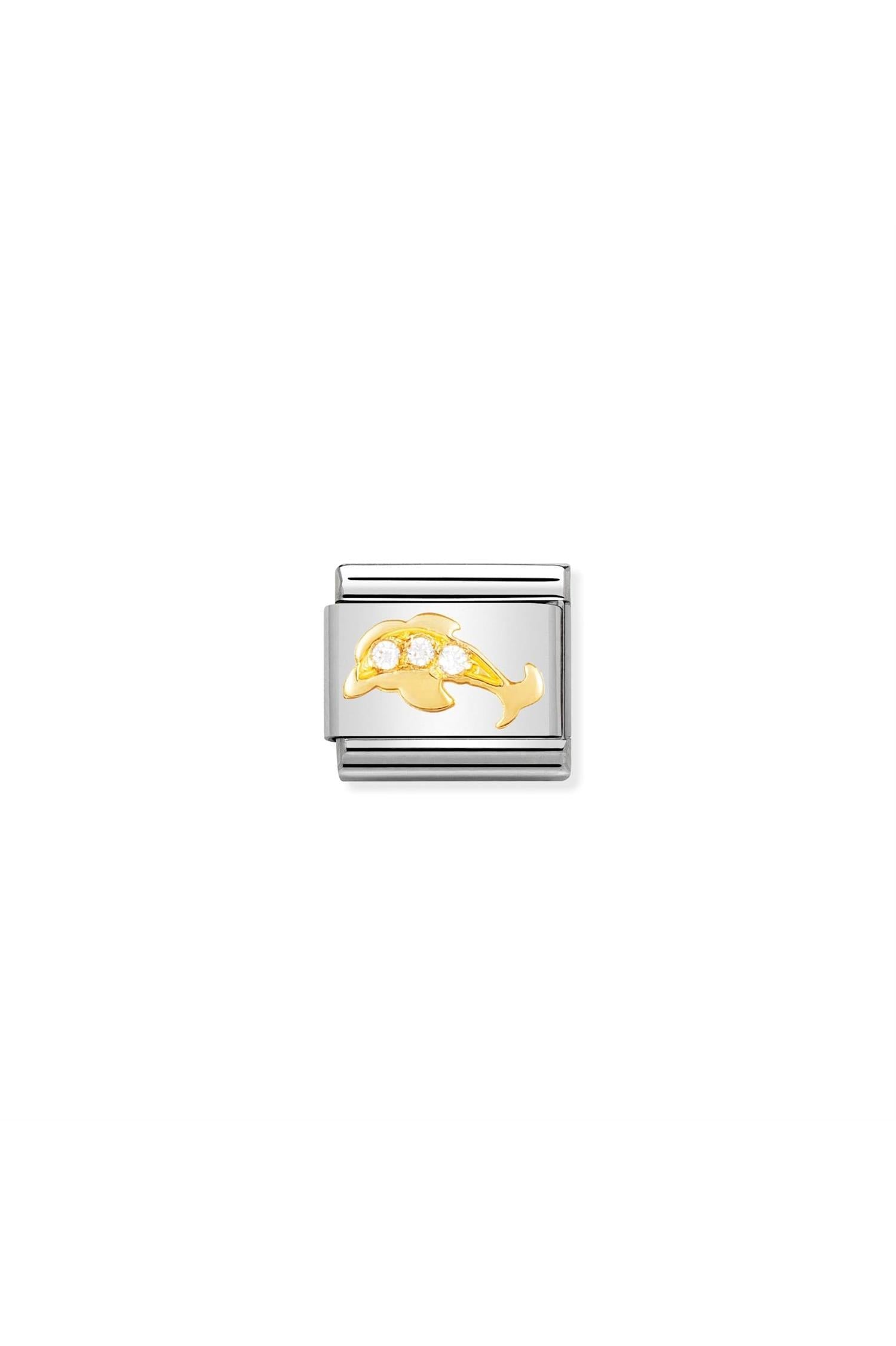 Animals 18K Gold & CZ White Dolphine