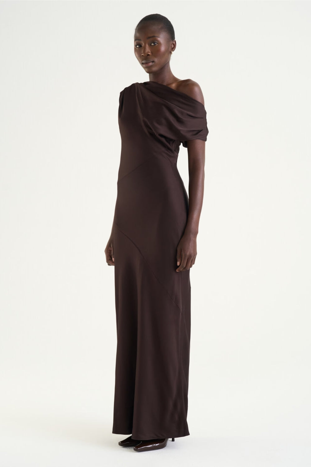 Vanessa Satin Dress Mocha Brown
