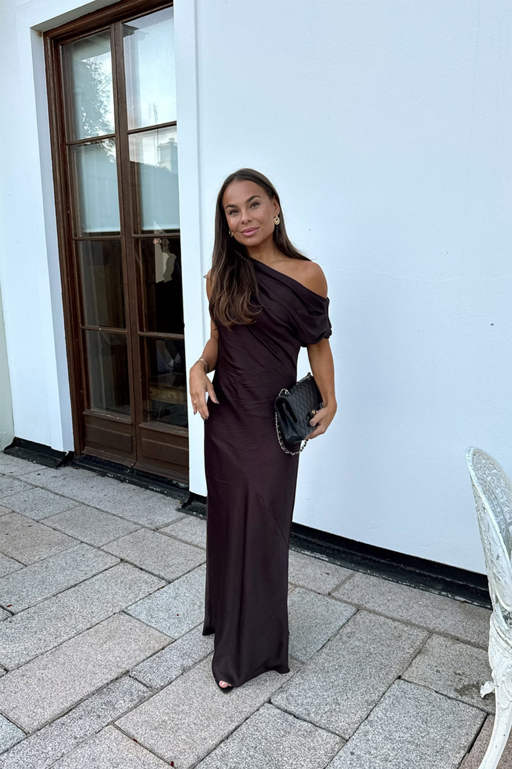 Vanessa Satin Dress Mocha Brown