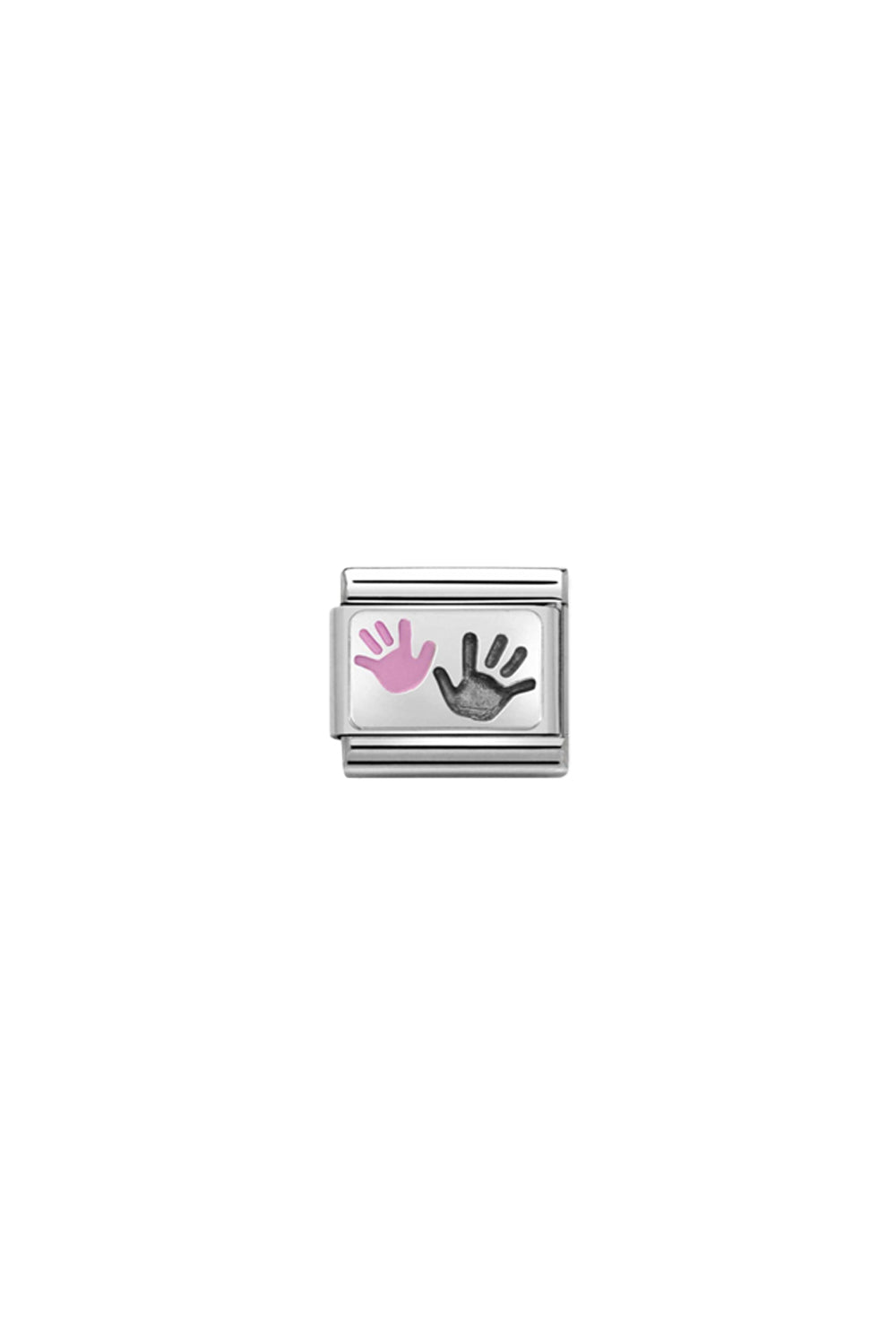 Oxidised plate 925 sterling Silver & Enamel Hands Daughter and Parent