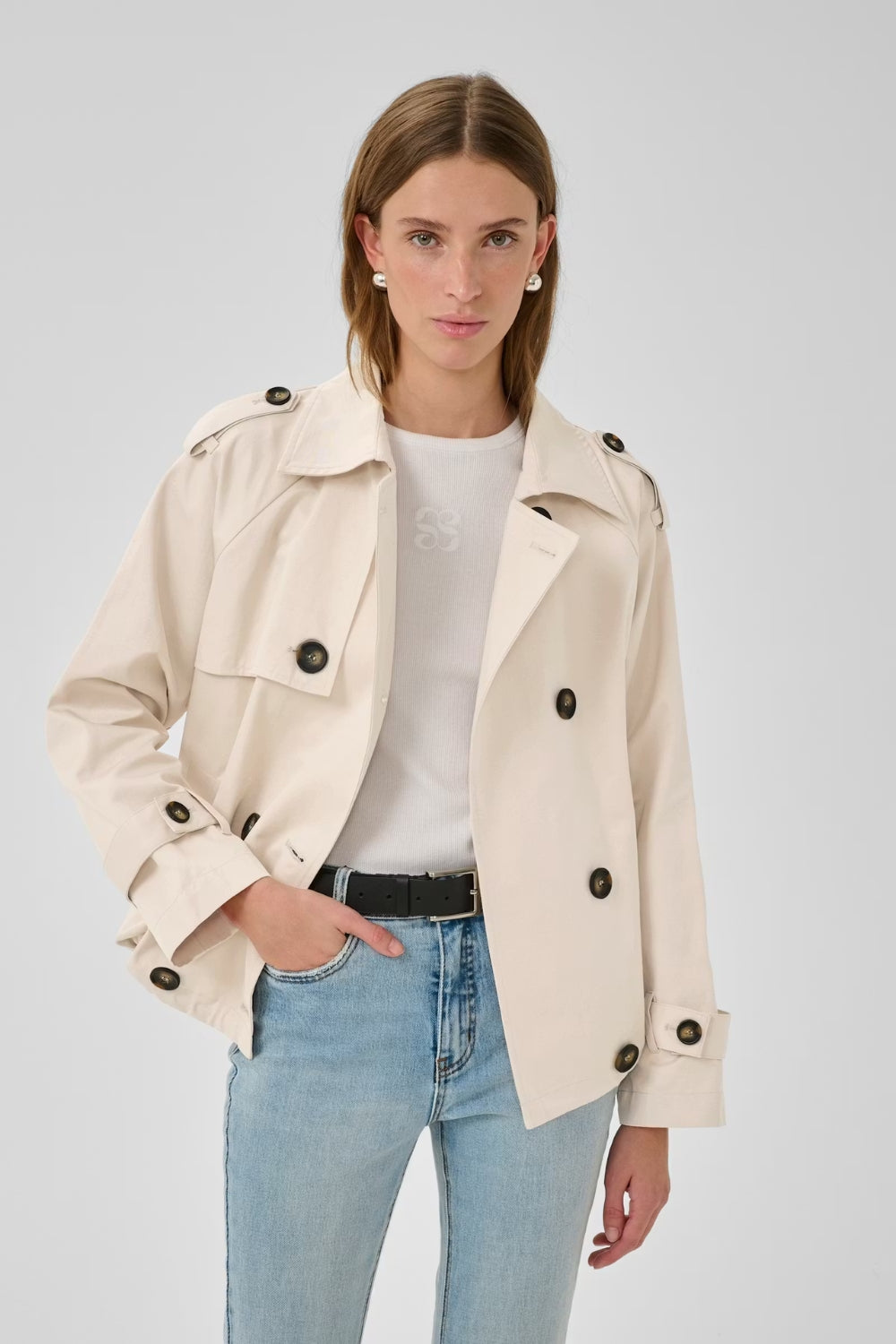 Mira Short Trenchcoat oatmeal