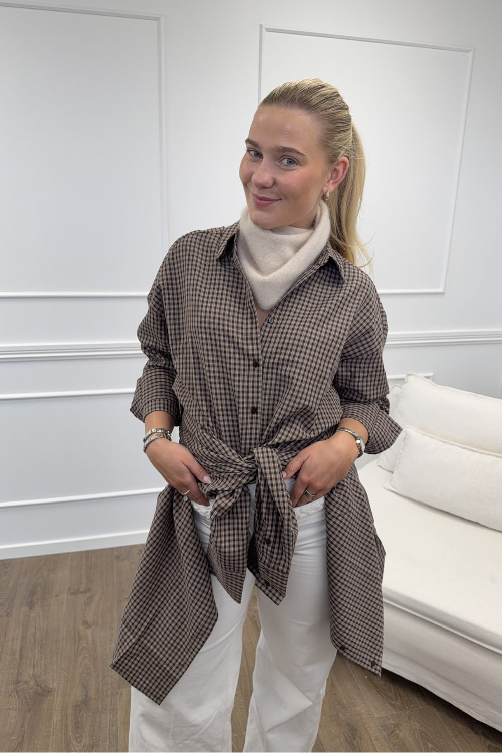 Sonja Check Shirt Dark Brown