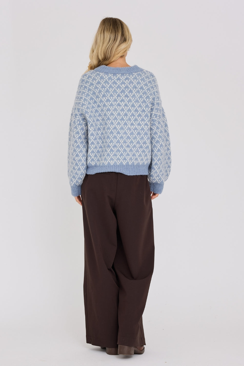 Tessi Knit Pullover Blue/Off-White