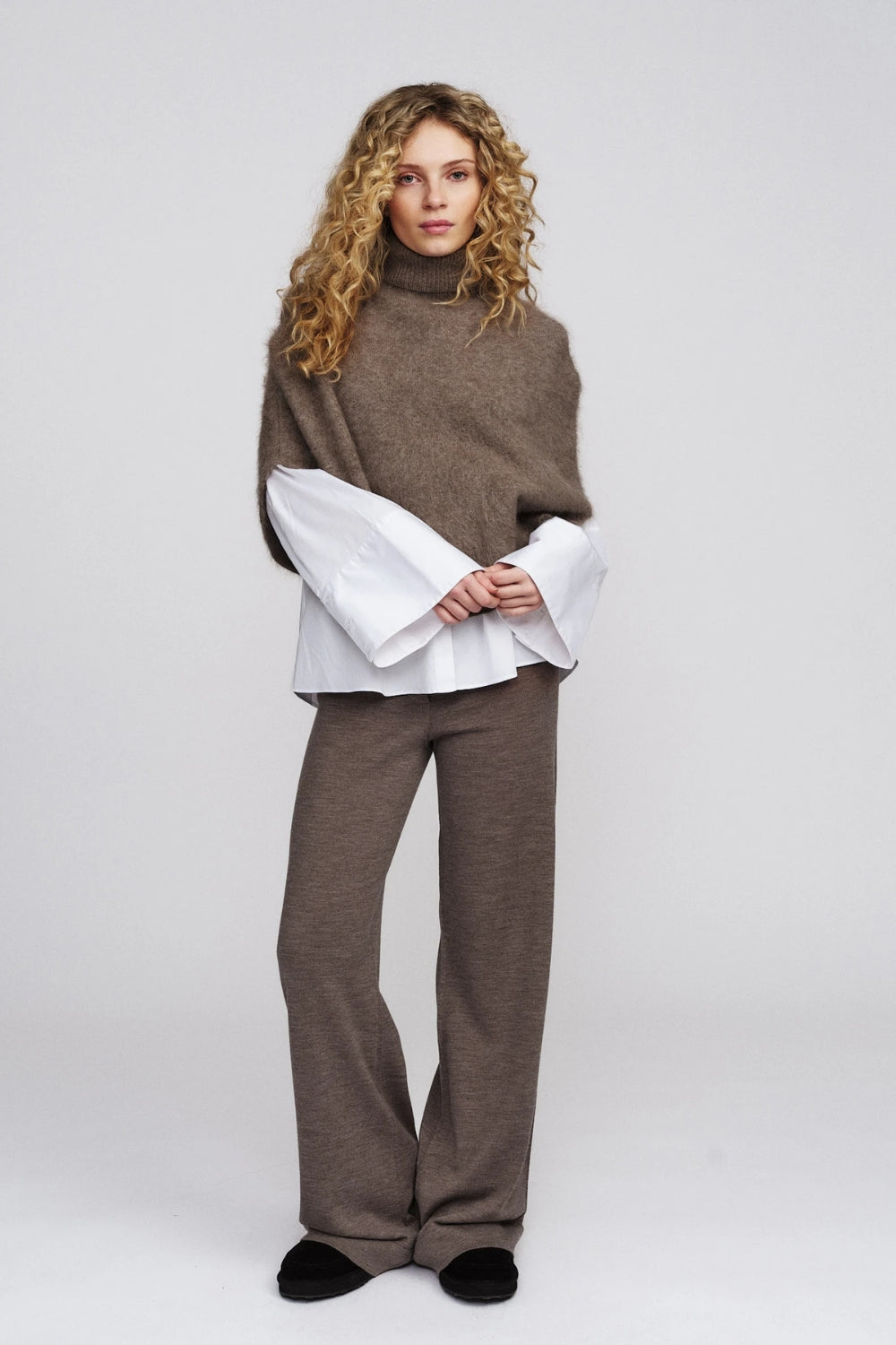 Maiken Brushed Poncho Light Brown