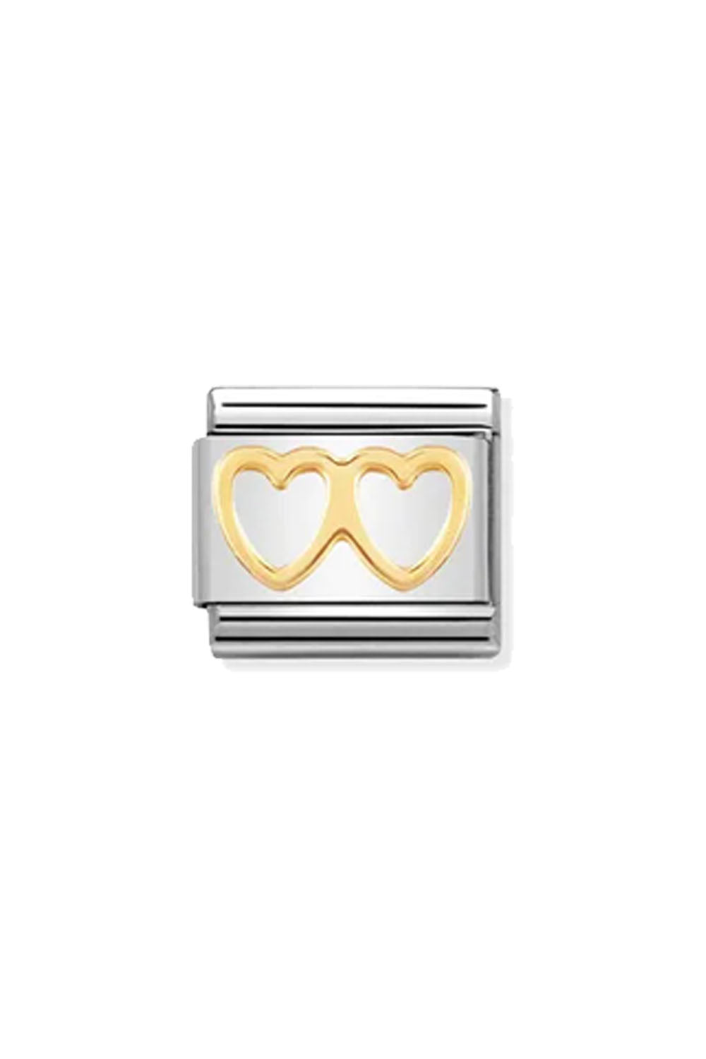 18k Classic Link Double Hearts Gold