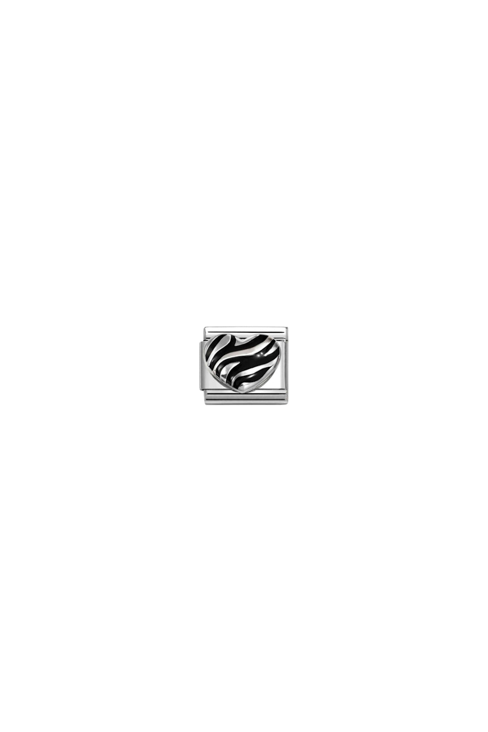 Oxidized Symbols 925 Sterling Silver Tiger Print Heart