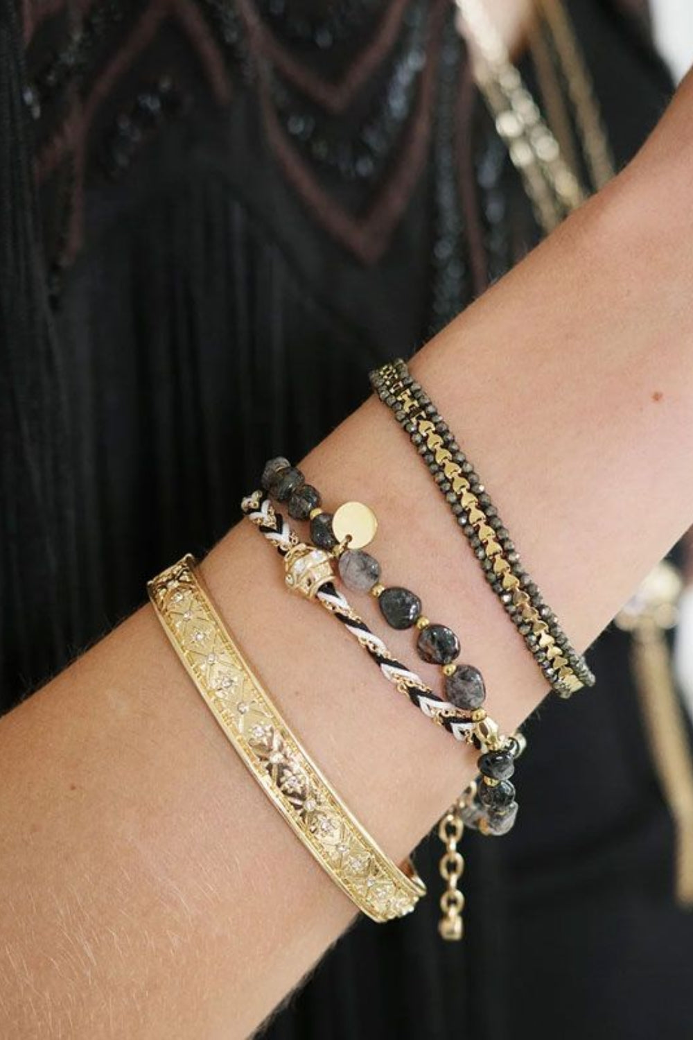 Nomad Flettet Hematite black Bracelet