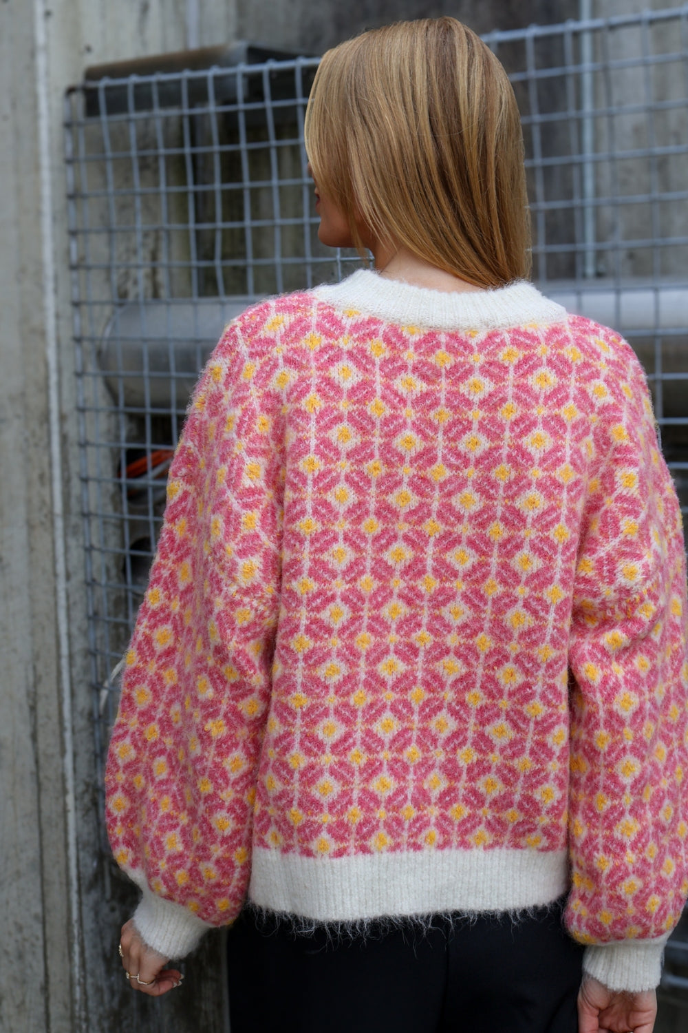 Stavanger Knit Pullover Off-White/Pink