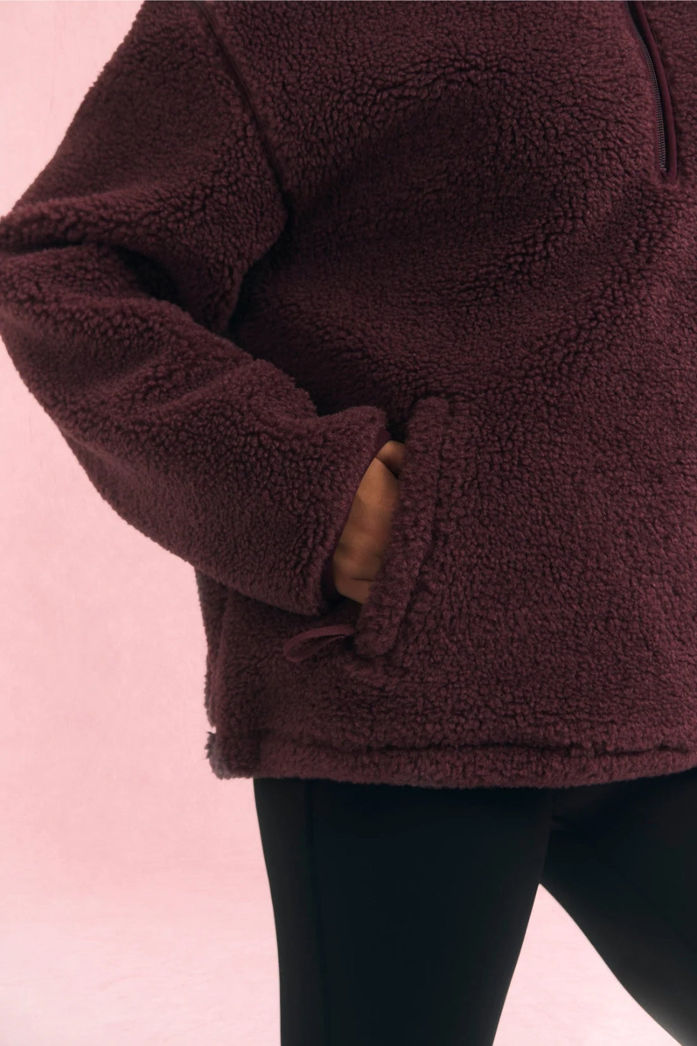 Oversized Teddy Fleece Plum Wine
